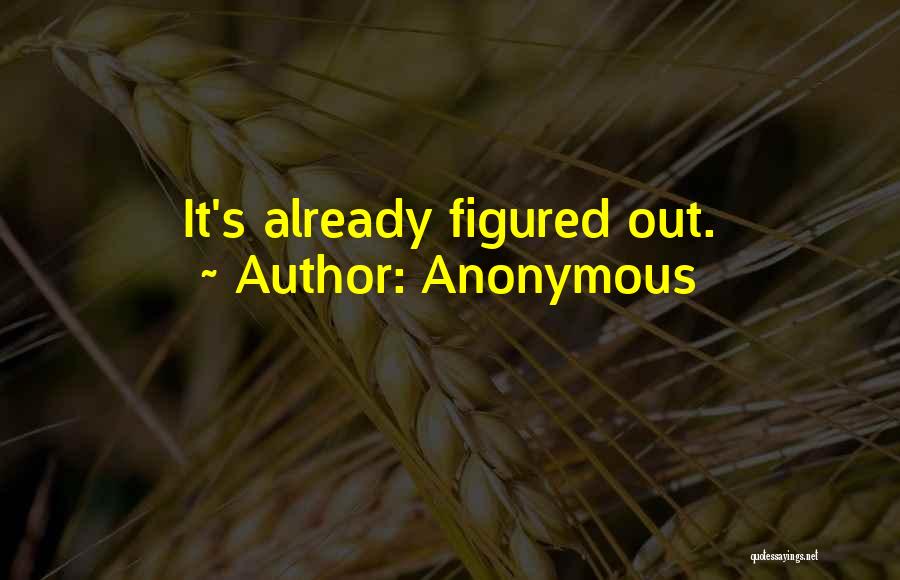 Anonymous Quotes: It's Already Figured Out.