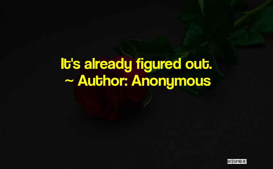 Anonymous Quotes: It's Already Figured Out.
