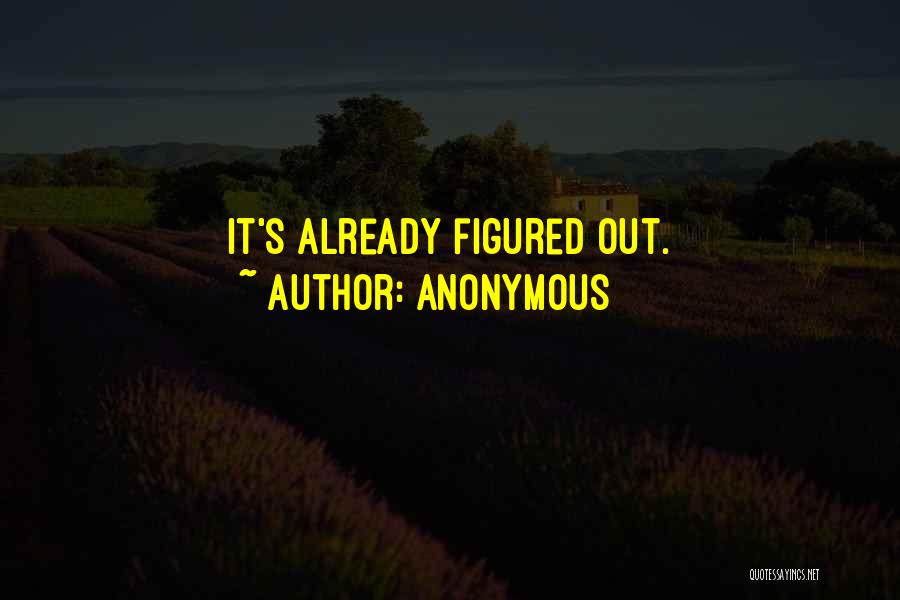 Anonymous Quotes: It's Already Figured Out.