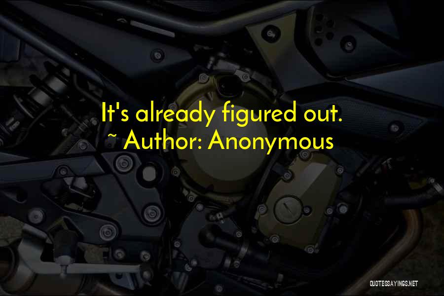 Anonymous Quotes: It's Already Figured Out.