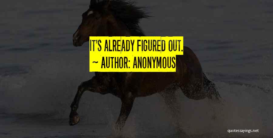 Anonymous Quotes: It's Already Figured Out.