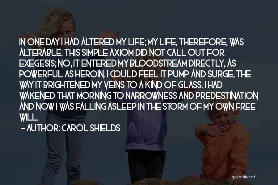 Carol Shields Quotes: In One Day I Had Altered My Life; My Life, Therefore, Was Alterable. This Simple Axiom Did Not Call Out