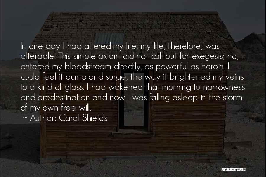Carol Shields Quotes: In One Day I Had Altered My Life; My Life, Therefore, Was Alterable. This Simple Axiom Did Not Call Out