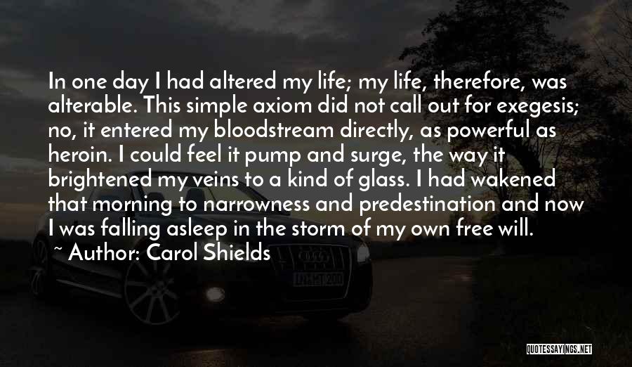 Carol Shields Quotes: In One Day I Had Altered My Life; My Life, Therefore, Was Alterable. This Simple Axiom Did Not Call Out