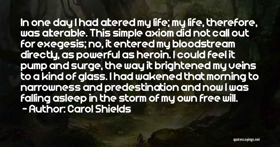 Carol Shields Quotes: In One Day I Had Altered My Life; My Life, Therefore, Was Alterable. This Simple Axiom Did Not Call Out