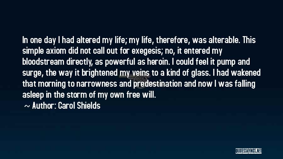 Carol Shields Quotes: In One Day I Had Altered My Life; My Life, Therefore, Was Alterable. This Simple Axiom Did Not Call Out