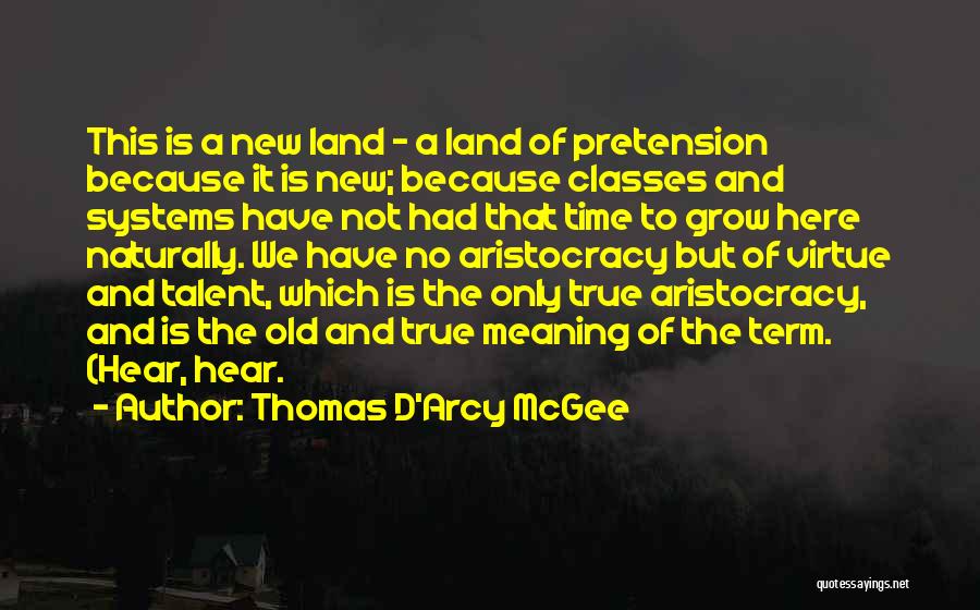 Thomas D'Arcy McGee Quotes: This Is A New Land - A Land Of Pretension Because It Is New; Because Classes And Systems Have Not