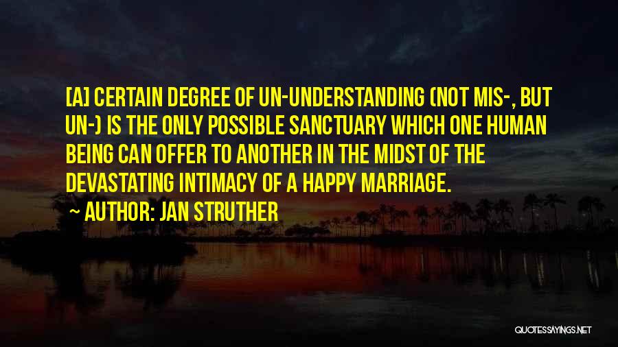Jan Struther Quotes: [a] Certain Degree Of Un-understanding (not Mis-, But Un-) Is The Only Possible Sanctuary Which One Human Being Can Offer