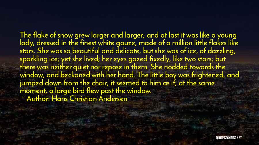 Hans Christian Andersen Quotes: The Flake Of Snow Grew Larger And Larger; And At Last It Was Like A Young Lady, Dressed In The