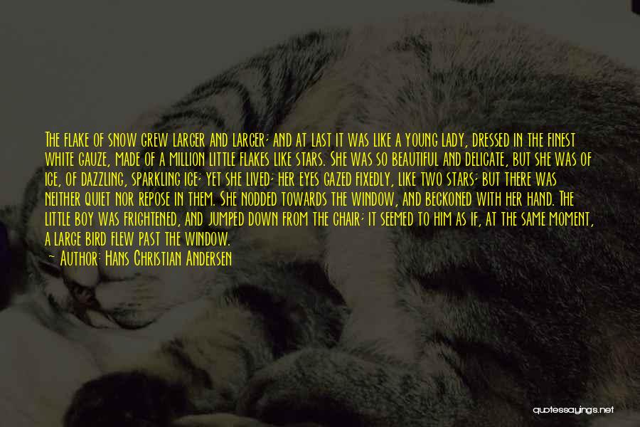 Hans Christian Andersen Quotes: The Flake Of Snow Grew Larger And Larger; And At Last It Was Like A Young Lady, Dressed In The