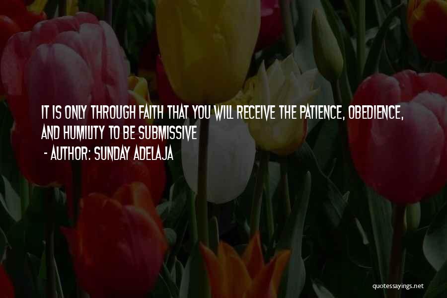 Sunday Adelaja Quotes: It Is Only Through Faith That You Will Receive The Patience, Obedience, And Humility To Be Submissive