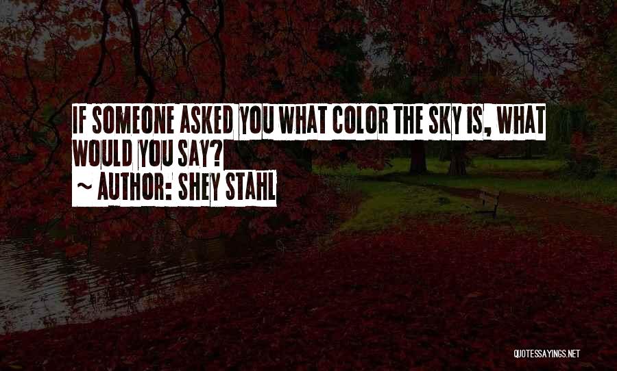 Shey Stahl Quotes: If Someone Asked You What Color The Sky Is, What Would You Say?