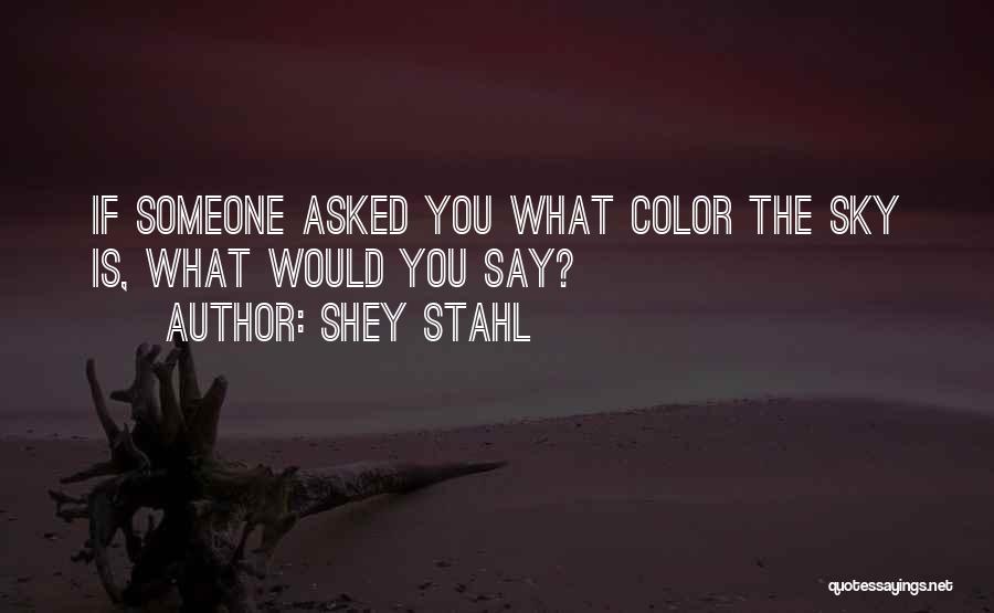 Shey Stahl Quotes: If Someone Asked You What Color The Sky Is, What Would You Say?