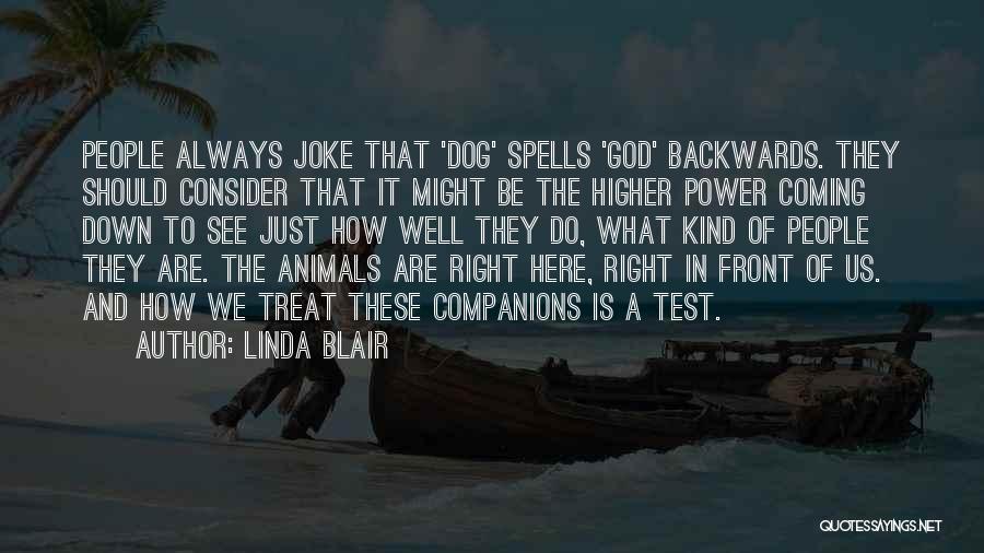 Linda Blair Quotes: People Always Joke That 'dog' Spells 'god' Backwards. They Should Consider That It Might Be The Higher Power Coming Down