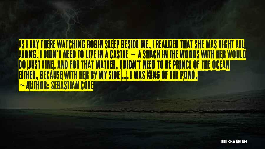 Sebastian Cole Quotes: As I Lay There Watching Robin Sleep Beside Me, I Realized That She Was Right All Along. I Didn't Need