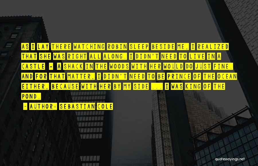 Sebastian Cole Quotes: As I Lay There Watching Robin Sleep Beside Me, I Realized That She Was Right All Along. I Didn't Need