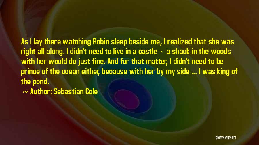 Sebastian Cole Quotes: As I Lay There Watching Robin Sleep Beside Me, I Realized That She Was Right All Along. I Didn't Need