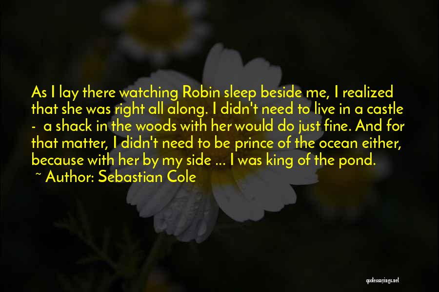 Sebastian Cole Quotes: As I Lay There Watching Robin Sleep Beside Me, I Realized That She Was Right All Along. I Didn't Need