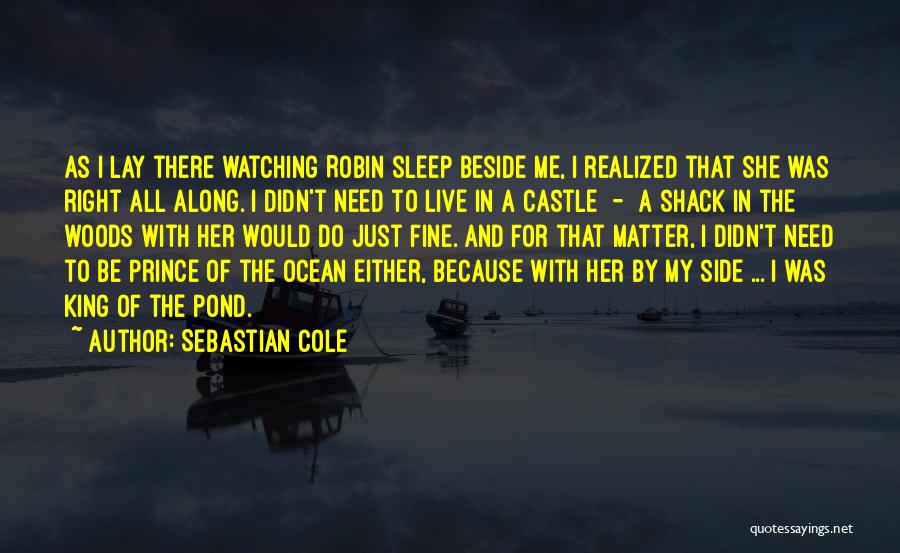 Sebastian Cole Quotes: As I Lay There Watching Robin Sleep Beside Me, I Realized That She Was Right All Along. I Didn't Need