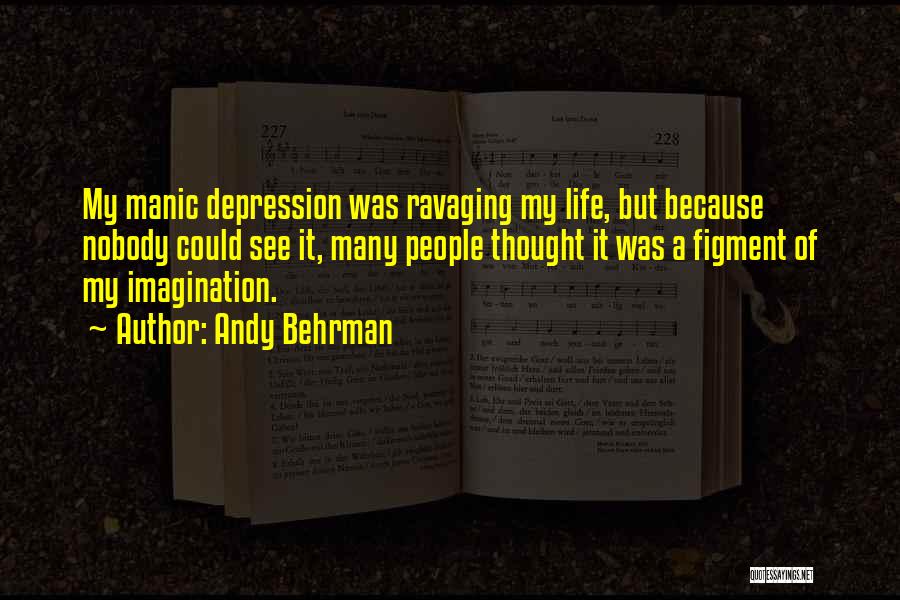 Andy Behrman Quotes: My Manic Depression Was Ravaging My Life, But Because Nobody Could See It, Many People Thought It Was A Figment