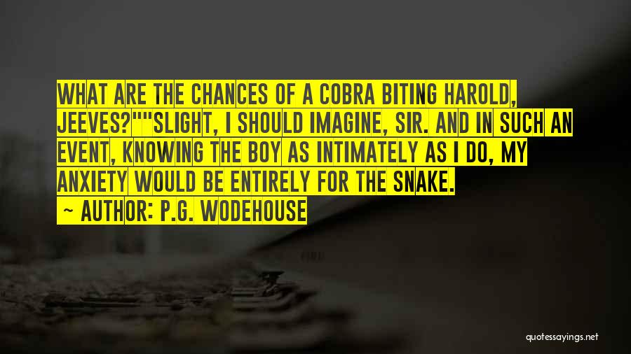 P.G. Wodehouse Quotes: What Are The Chances Of A Cobra Biting Harold, Jeeves?slight, I Should Imagine, Sir. And In Such An Event, Knowing