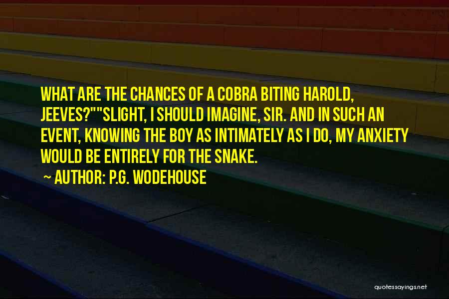 P.G. Wodehouse Quotes: What Are The Chances Of A Cobra Biting Harold, Jeeves?slight, I Should Imagine, Sir. And In Such An Event, Knowing