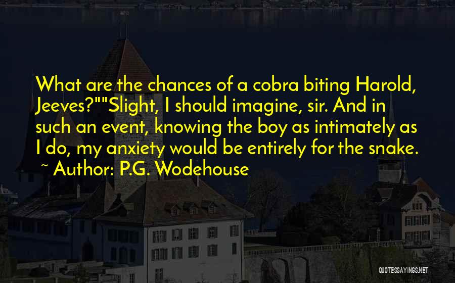 P.G. Wodehouse Quotes: What Are The Chances Of A Cobra Biting Harold, Jeeves?slight, I Should Imagine, Sir. And In Such An Event, Knowing