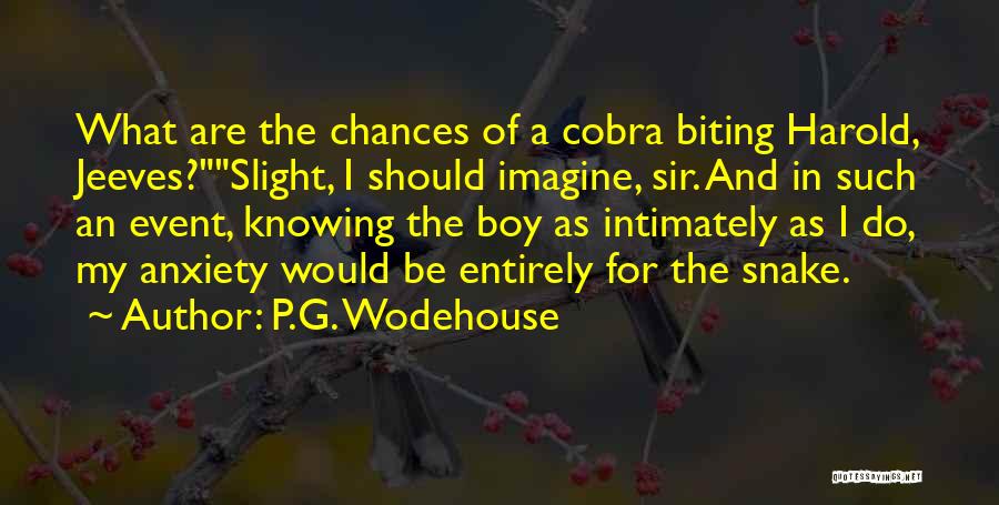 P.G. Wodehouse Quotes: What Are The Chances Of A Cobra Biting Harold, Jeeves?slight, I Should Imagine, Sir. And In Such An Event, Knowing