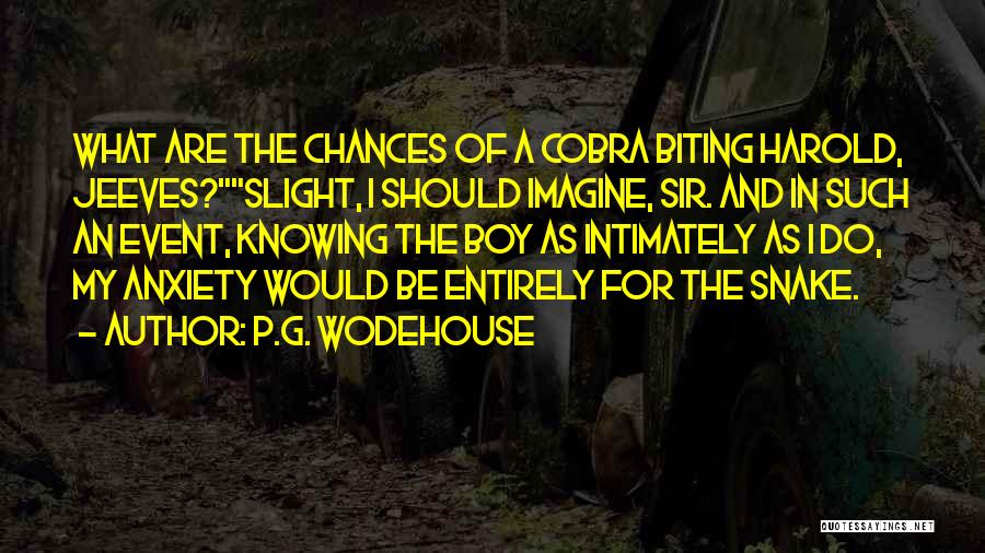 P.G. Wodehouse Quotes: What Are The Chances Of A Cobra Biting Harold, Jeeves?slight, I Should Imagine, Sir. And In Such An Event, Knowing