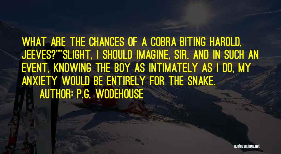 P.G. Wodehouse Quotes: What Are The Chances Of A Cobra Biting Harold, Jeeves?slight, I Should Imagine, Sir. And In Such An Event, Knowing