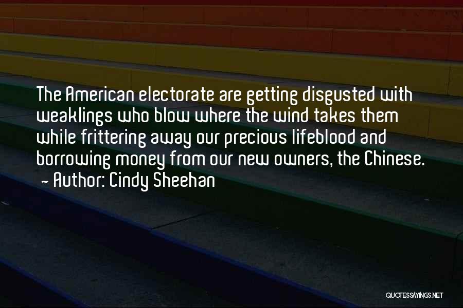 Cindy Sheehan Quotes: The American Electorate Are Getting Disgusted With Weaklings Who Blow Where The Wind Takes Them While Frittering Away Our Precious