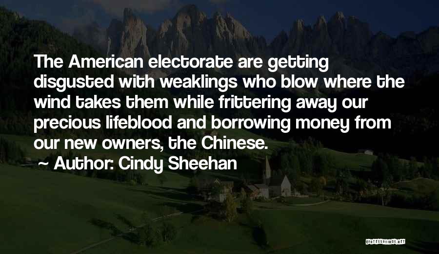 Cindy Sheehan Quotes: The American Electorate Are Getting Disgusted With Weaklings Who Blow Where The Wind Takes Them While Frittering Away Our Precious