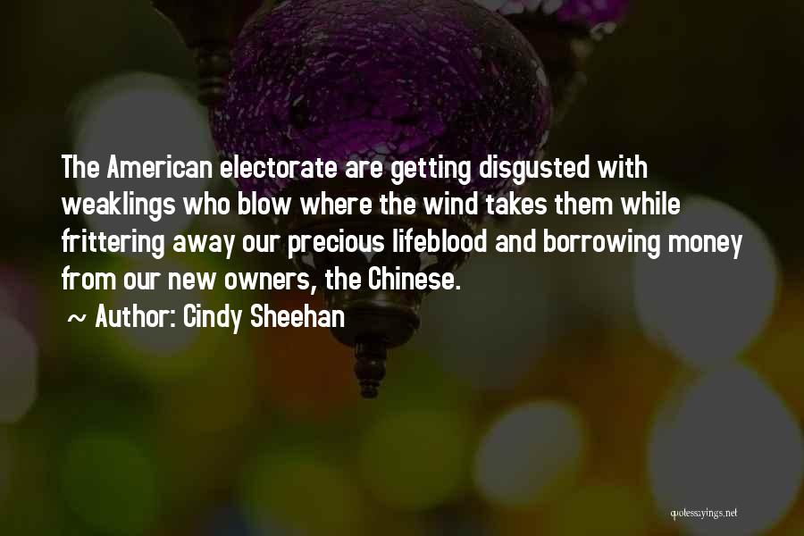 Cindy Sheehan Quotes: The American Electorate Are Getting Disgusted With Weaklings Who Blow Where The Wind Takes Them While Frittering Away Our Precious