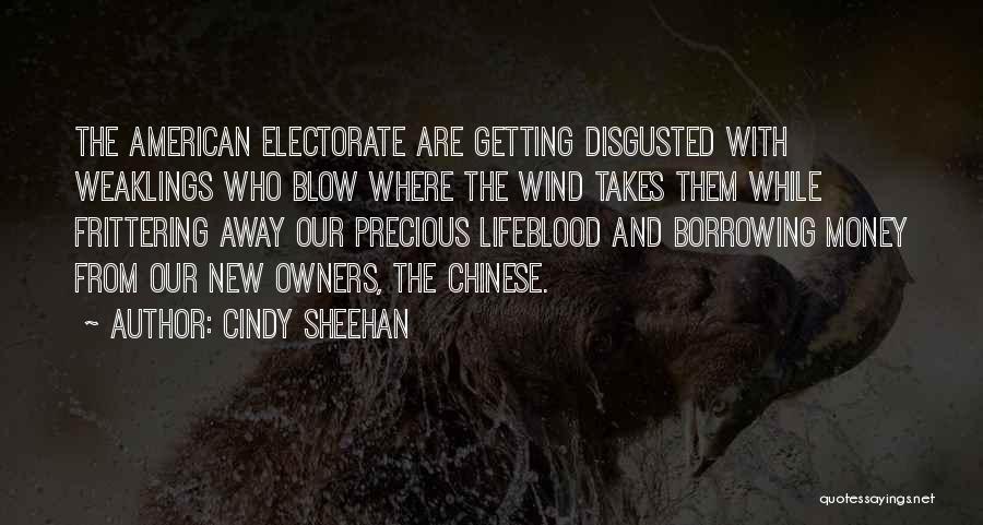 Cindy Sheehan Quotes: The American Electorate Are Getting Disgusted With Weaklings Who Blow Where The Wind Takes Them While Frittering Away Our Precious