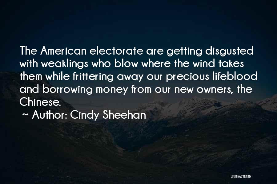 Cindy Sheehan Quotes: The American Electorate Are Getting Disgusted With Weaklings Who Blow Where The Wind Takes Them While Frittering Away Our Precious