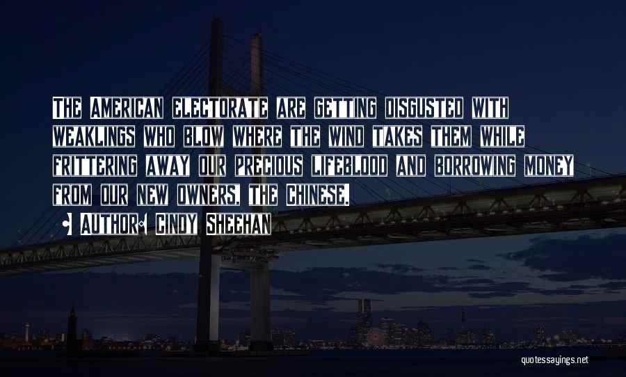 Cindy Sheehan Quotes: The American Electorate Are Getting Disgusted With Weaklings Who Blow Where The Wind Takes Them While Frittering Away Our Precious