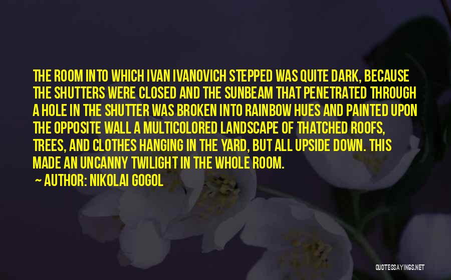 Nikolai Gogol Quotes: The Room Into Which Ivan Ivanovich Stepped Was Quite Dark, Because The Shutters Were Closed And The Sunbeam That Penetrated