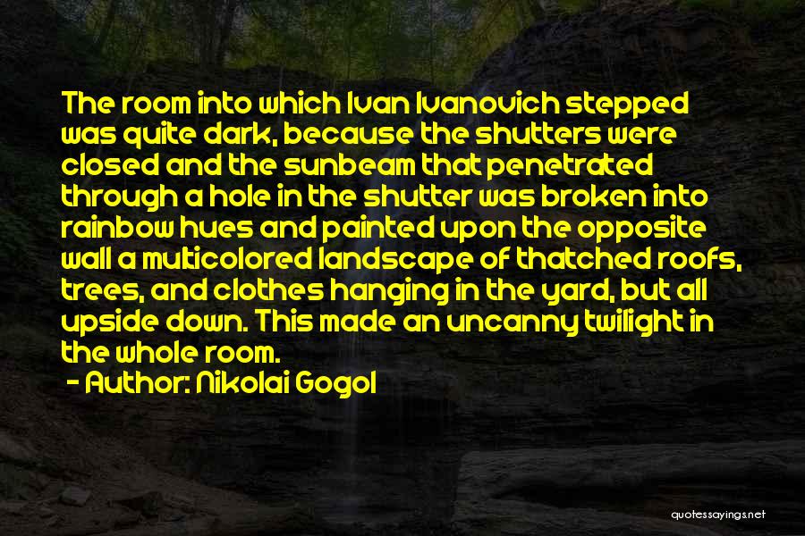 Nikolai Gogol Quotes: The Room Into Which Ivan Ivanovich Stepped Was Quite Dark, Because The Shutters Were Closed And The Sunbeam That Penetrated