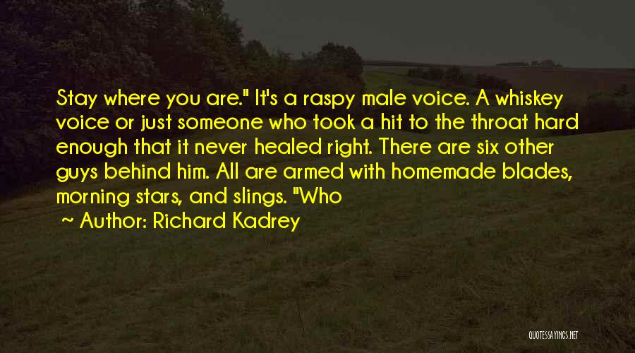 Richard Kadrey Quotes: Stay Where You Are. It's A Raspy Male Voice. A Whiskey Voice Or Just Someone Who Took A Hit To