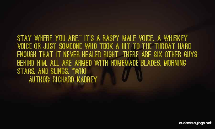 Richard Kadrey Quotes: Stay Where You Are. It's A Raspy Male Voice. A Whiskey Voice Or Just Someone Who Took A Hit To