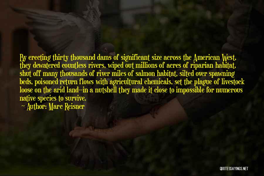 Marc Reisner Quotes: By Erecting Thirty Thousand Dams Of Significant Size Across The American West, They Dewatered Countless Rivers, Wiped Out Millions Of