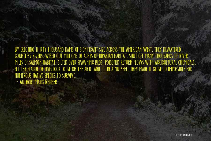 Marc Reisner Quotes: By Erecting Thirty Thousand Dams Of Significant Size Across The American West, They Dewatered Countless Rivers, Wiped Out Millions Of