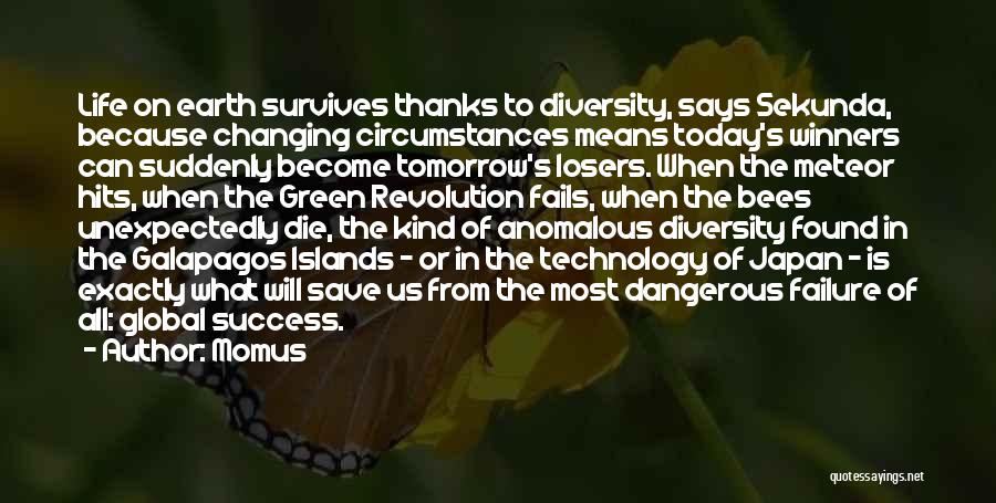 Momus Quotes: Life On Earth Survives Thanks To Diversity, Says Sekunda, Because Changing Circumstances Means Today's Winners Can Suddenly Become Tomorrow's Losers.