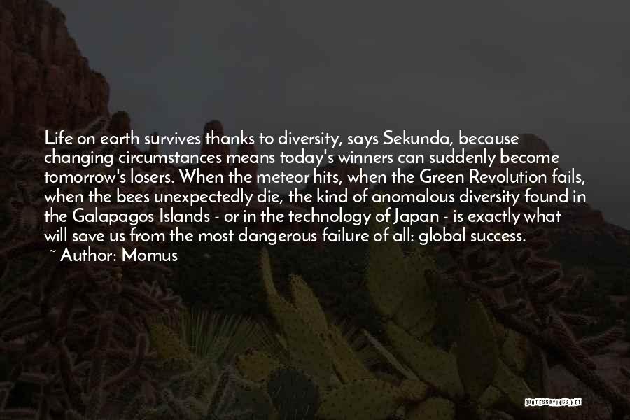 Momus Quotes: Life On Earth Survives Thanks To Diversity, Says Sekunda, Because Changing Circumstances Means Today's Winners Can Suddenly Become Tomorrow's Losers.