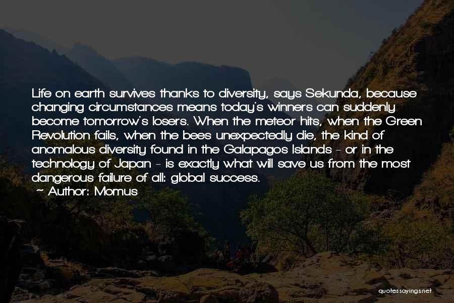 Momus Quotes: Life On Earth Survives Thanks To Diversity, Says Sekunda, Because Changing Circumstances Means Today's Winners Can Suddenly Become Tomorrow's Losers.