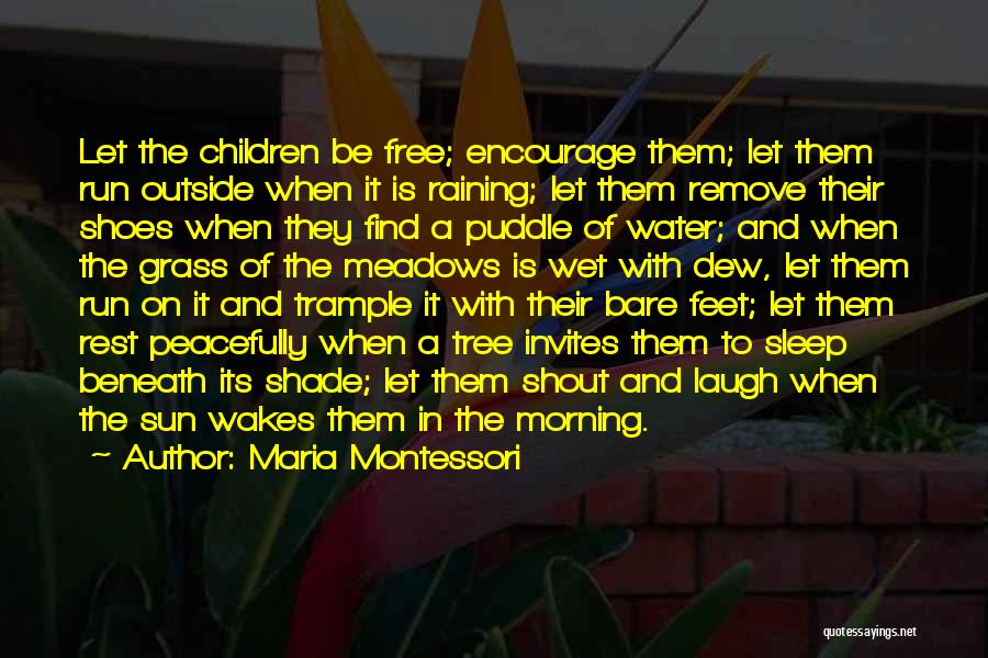 Maria Montessori Quotes: Let The Children Be Free; Encourage Them; Let Them Run Outside When It Is Raining; Let Them Remove Their Shoes