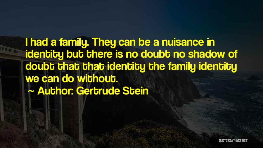 Gertrude Stein Quotes: I Had A Family. They Can Be A Nuisance In Identity But There Is No Doubt No Shadow Of Doubt