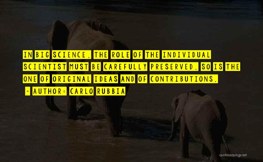 Carlo Rubbia Quotes: In Big Science, The Role Of The Individual Scientist Must Be Carefully Preserved. So Is The One Of Original Ideas