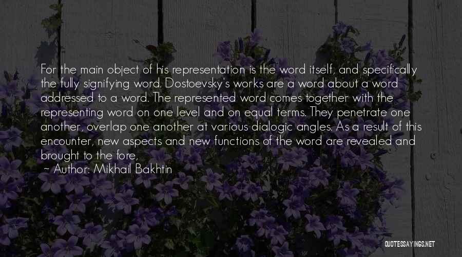 Mikhail Bakhtin Quotes: For The Main Object Of His Representation Is The Word Itself, And Specifically The Fully Signifying Word. Dostoevsky's Works Are