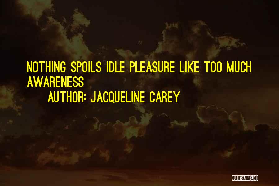 Jacqueline Carey Quotes: Nothing Spoils Idle Pleasure Like Too Much Awareness